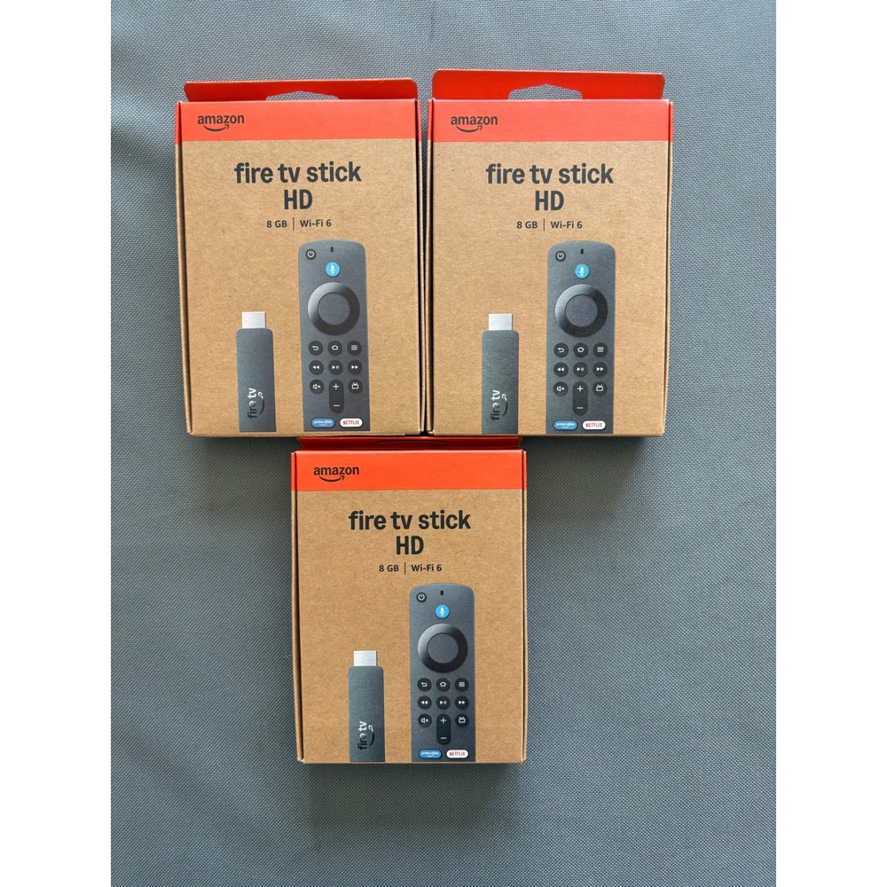 Lot of 3 Amazon Fire TV Stick HD 8GB Wi-Fi 6 Streaming Media Player Alexa Remote